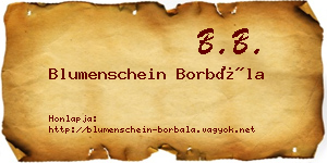 Blumenschein Borbála névjegykártya